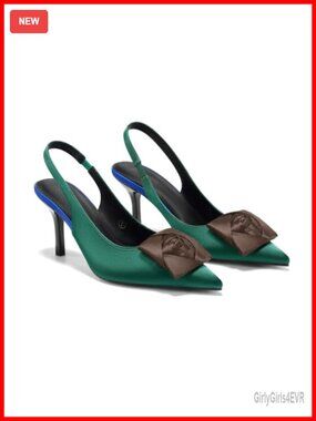 Womens Slingback Pointed Toe High Heel Satin Dress Pumps